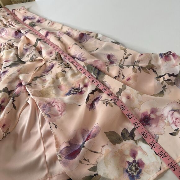 Shelby Palmer Chiffon A Line Maxi Dress Sz 16 Pink Floral Romantic Wedding Guest - Picture 12 of 13